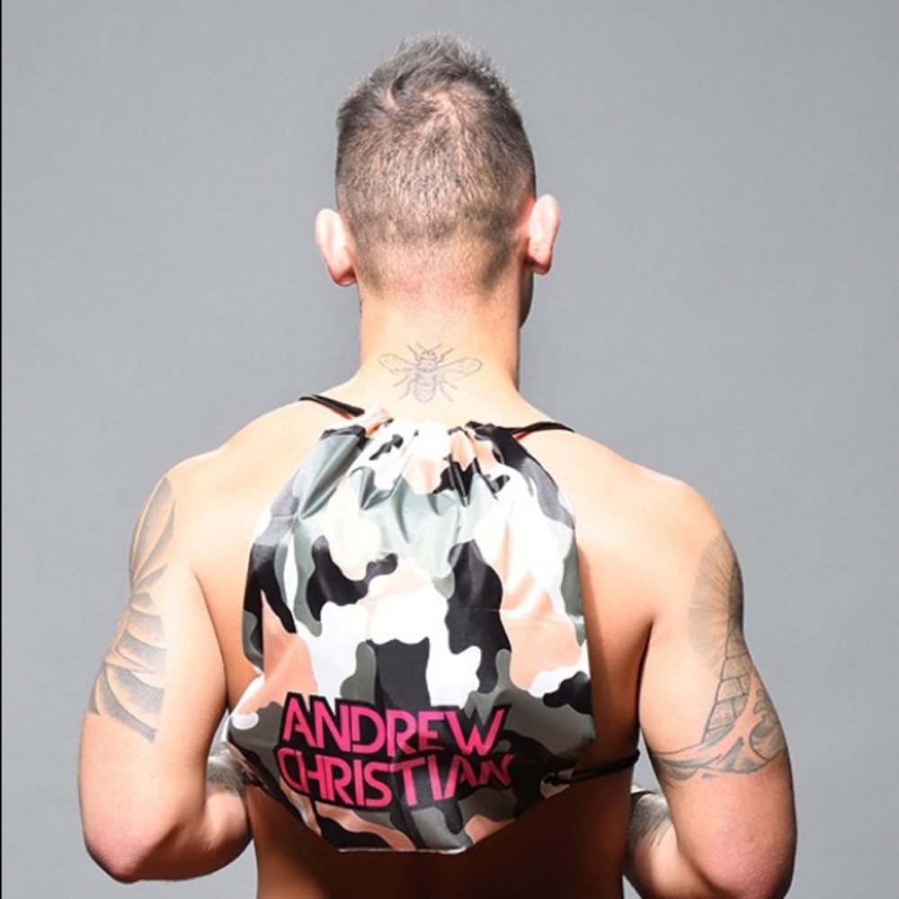 BNWOT Andrew Christian Camo Drawstring Bag